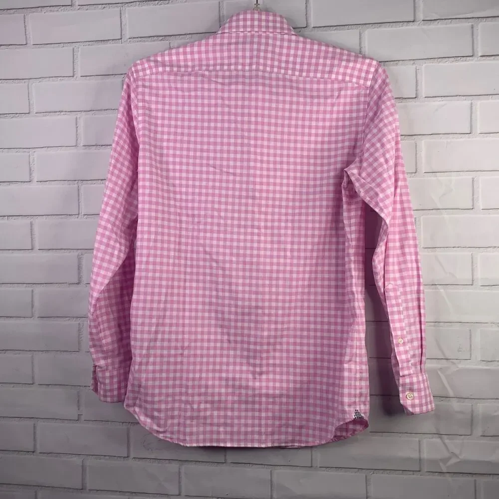 Banana Republic oxford shirt Camden Fit button front pink white gingham small